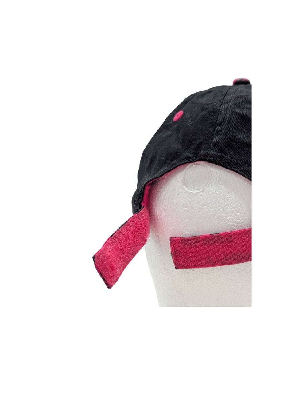 Disney Mickey Mouse Pink Black Youth Cap Adjustable Velcro Hat Glitter Logo - Picture 5 of 7